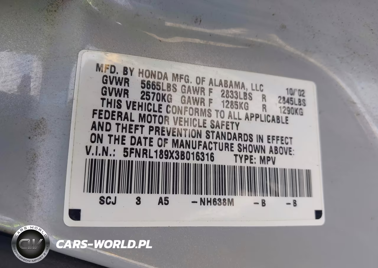 2003 Honda Odyssey Ex-L VIN:5FNRL189X3B016316 - 9
