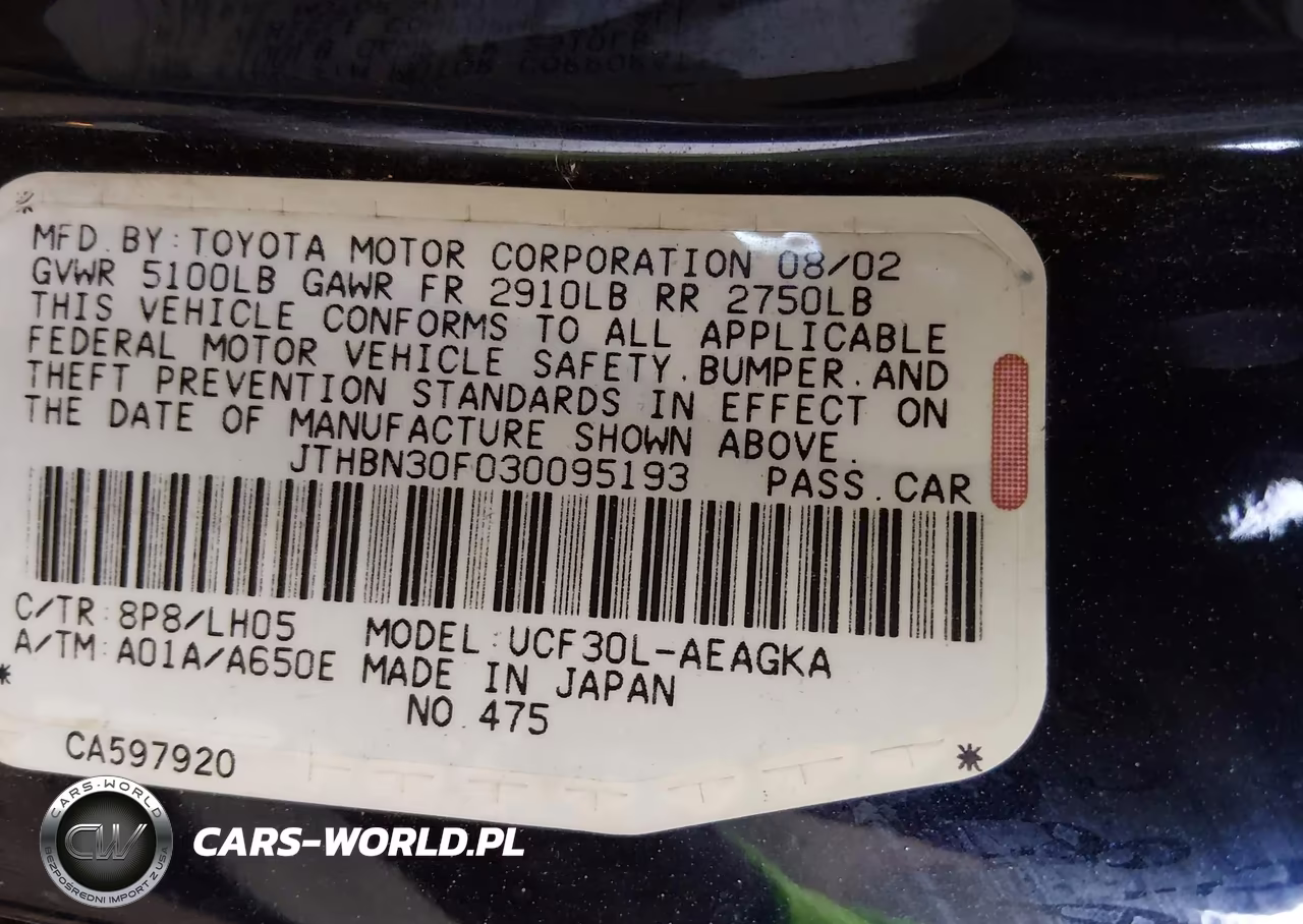 2003 Lexus Ls 430 VIN:JTHBN30F030095193 - 9