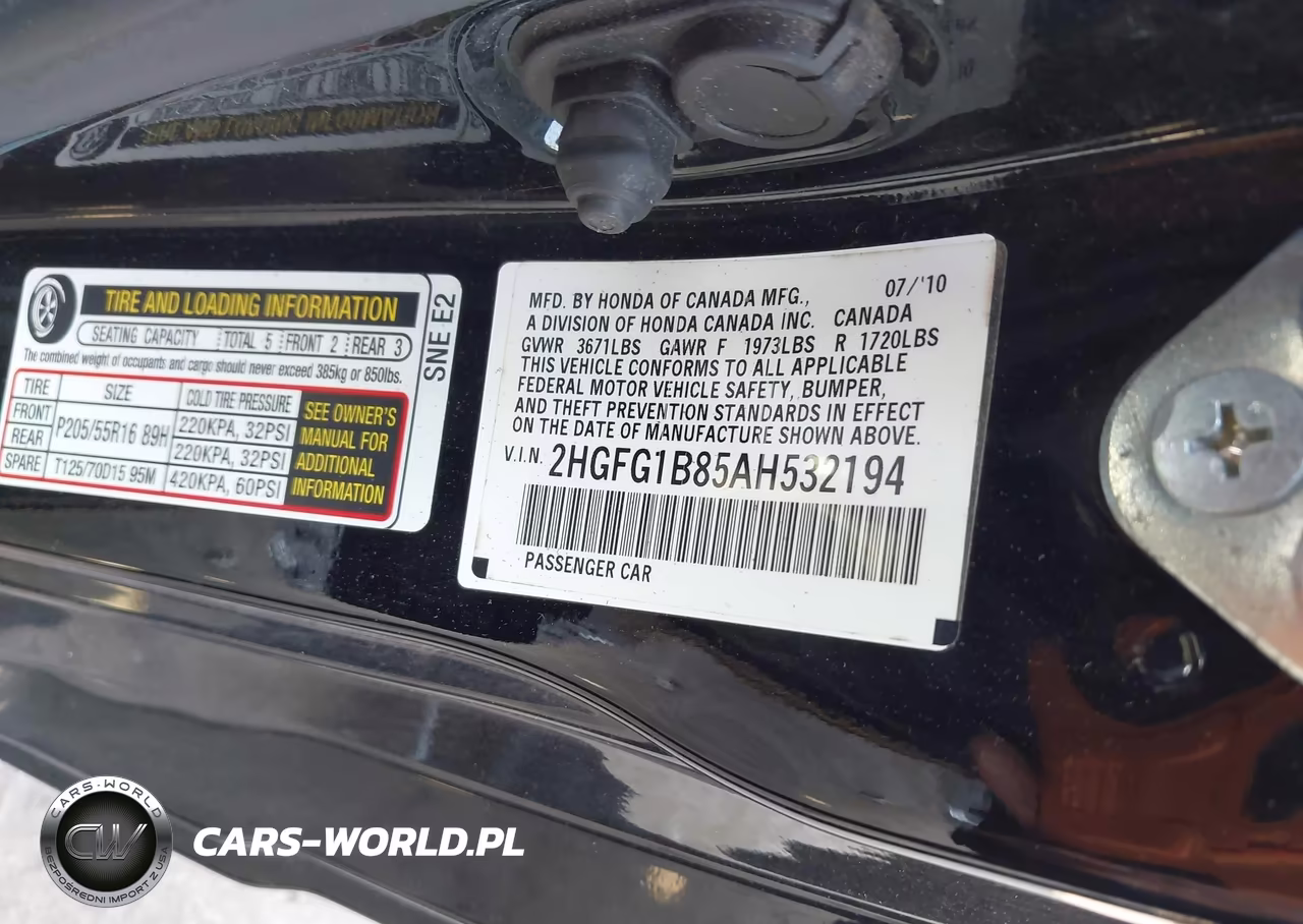 2010 Honda Civic Ex VIN:2HGFG1B85AH532194 - 9