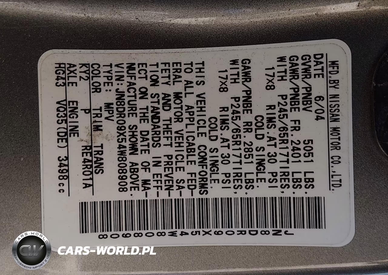 2004 Nissan Pathfinder Le Platinum VIN:JN8DR09X54W808908 - 9