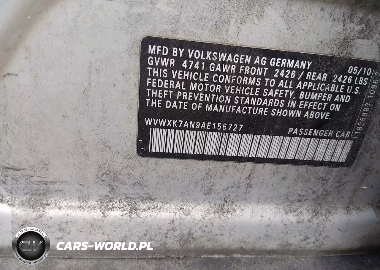 2010 Volkswagen Passat Komfort VIN:WVWXK7AN9AE155727 - 9