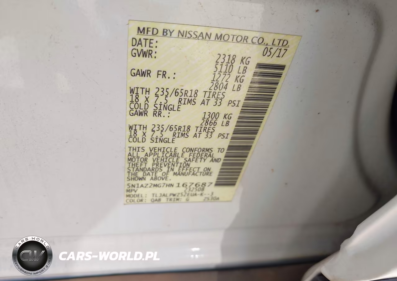 2017 Nissan Murano S VIN:5N1AZ2MG7HN167687 - 9