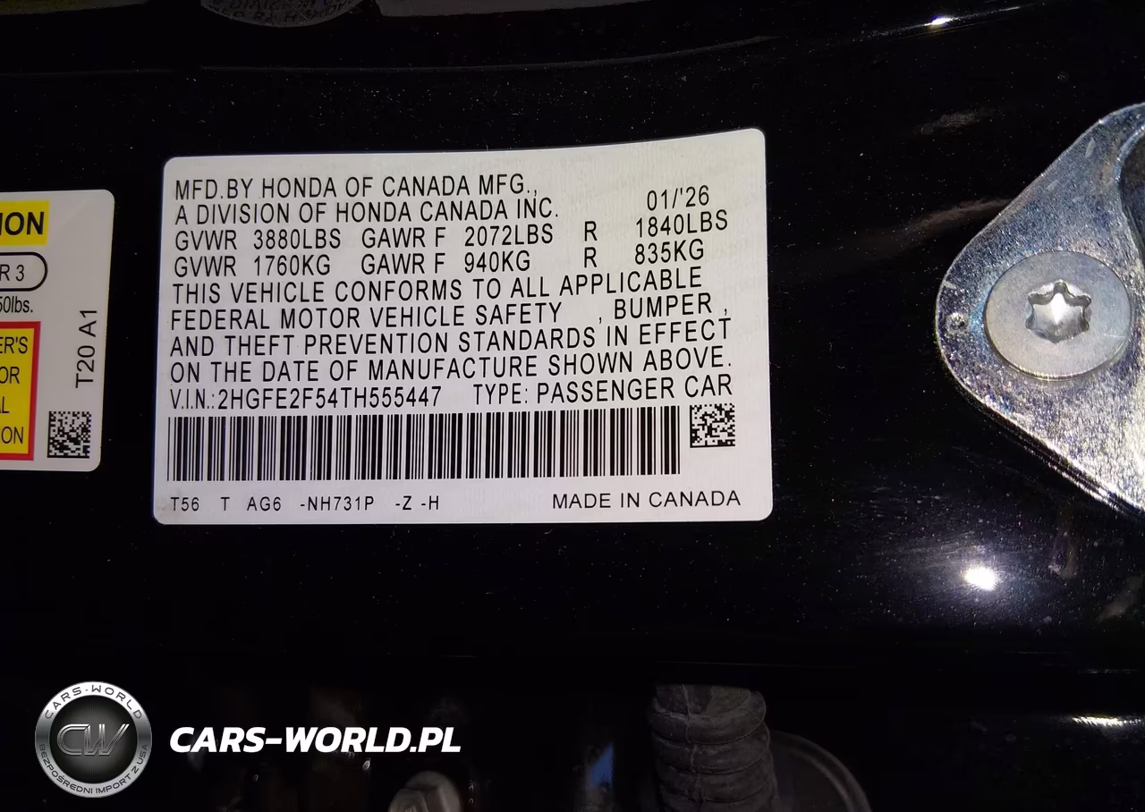 2026 Honda Civic Sport VIN:2HGFE2F54TH555447 - 9