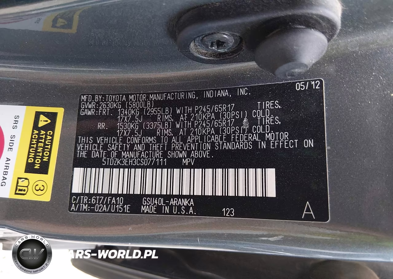 2012 Toyota Highlander Base V6 VIN:5TDZK3EH3CS077111 - 9