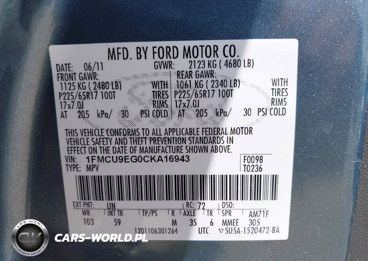 2012 Ford Escape Limited VIN:1FMCU9EG0CKA16943 - 9