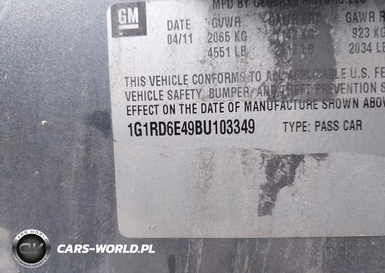 2011 Chevrolet Volt VIN:1G1RD6E49BU103349 - 9
