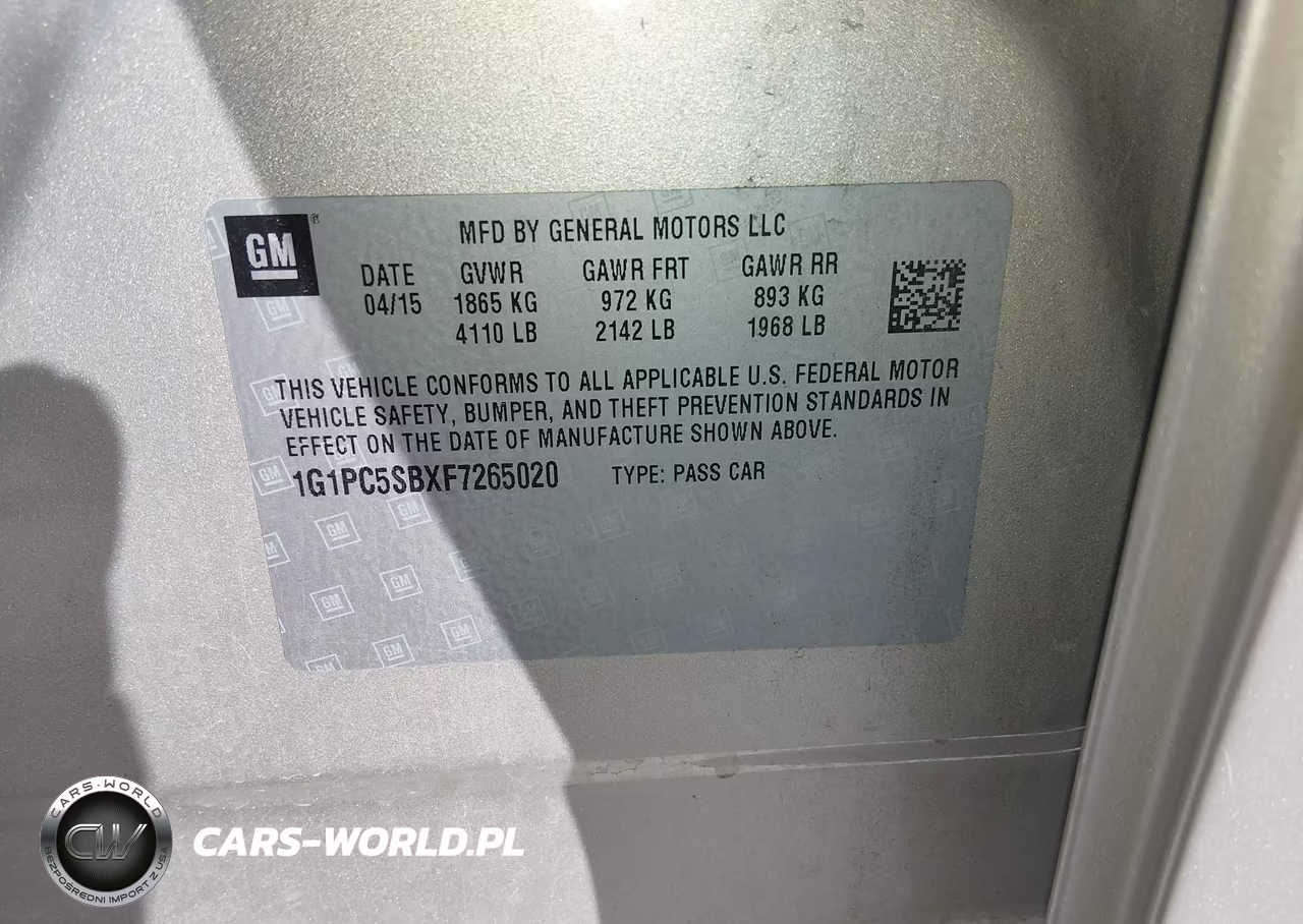 2015 Chevrolet Cruze 1Lt Auto VIN:1G1PC5SBXF7265020 - 9