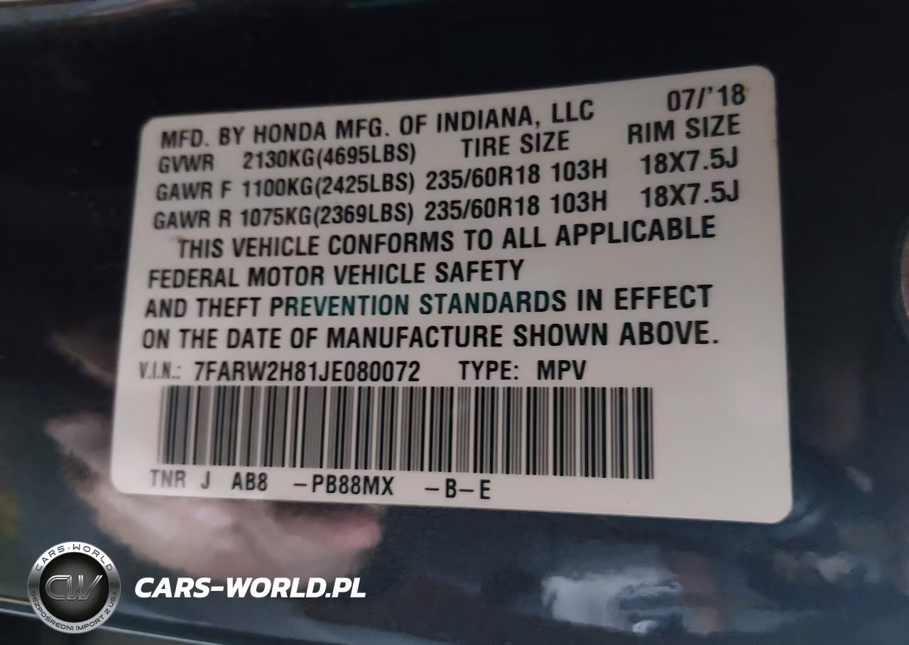 2018 Honda Cr-V VIN:7FARW2H81JE080072 - 9