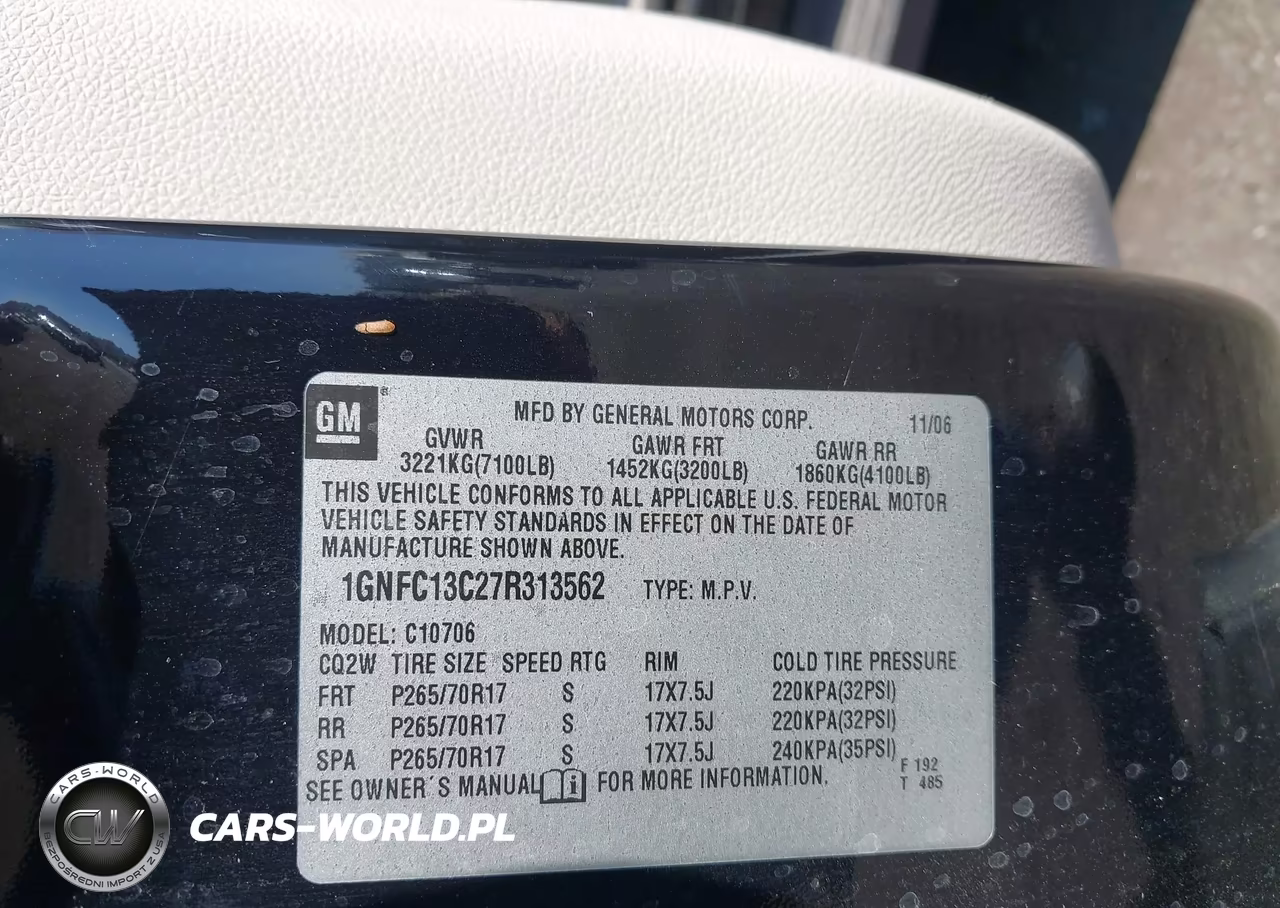 2007 Chevrolet Tahoe Ls VIN:1GNFC13C27R313562 - 9