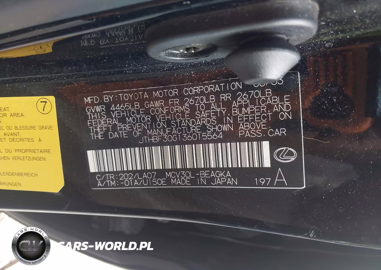 2003 Lexus Es 300 VIN:JTHBF30G136015564 - 9