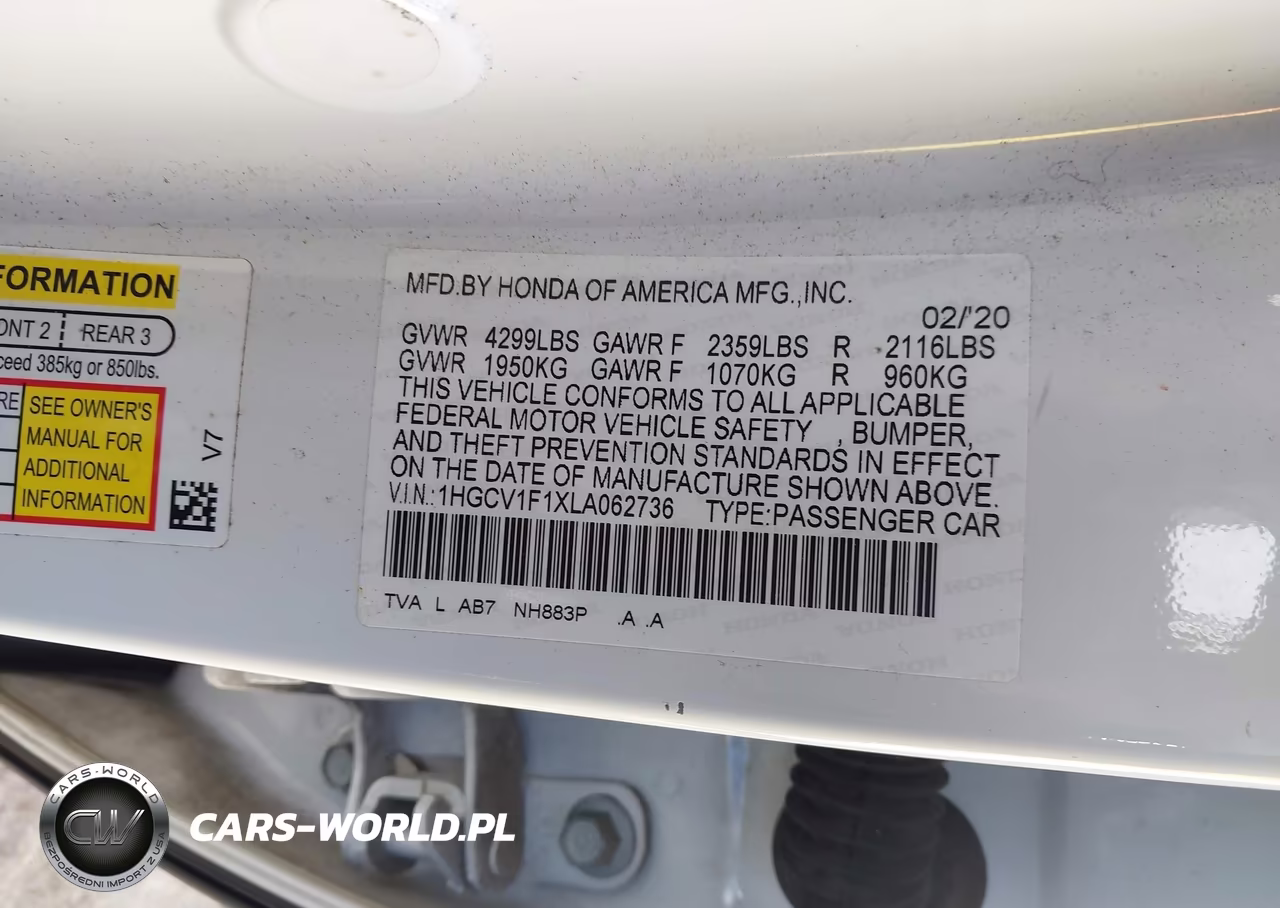 2020 Honda Accord Lx VIN:1HGCV1F1XLA062736 - 9