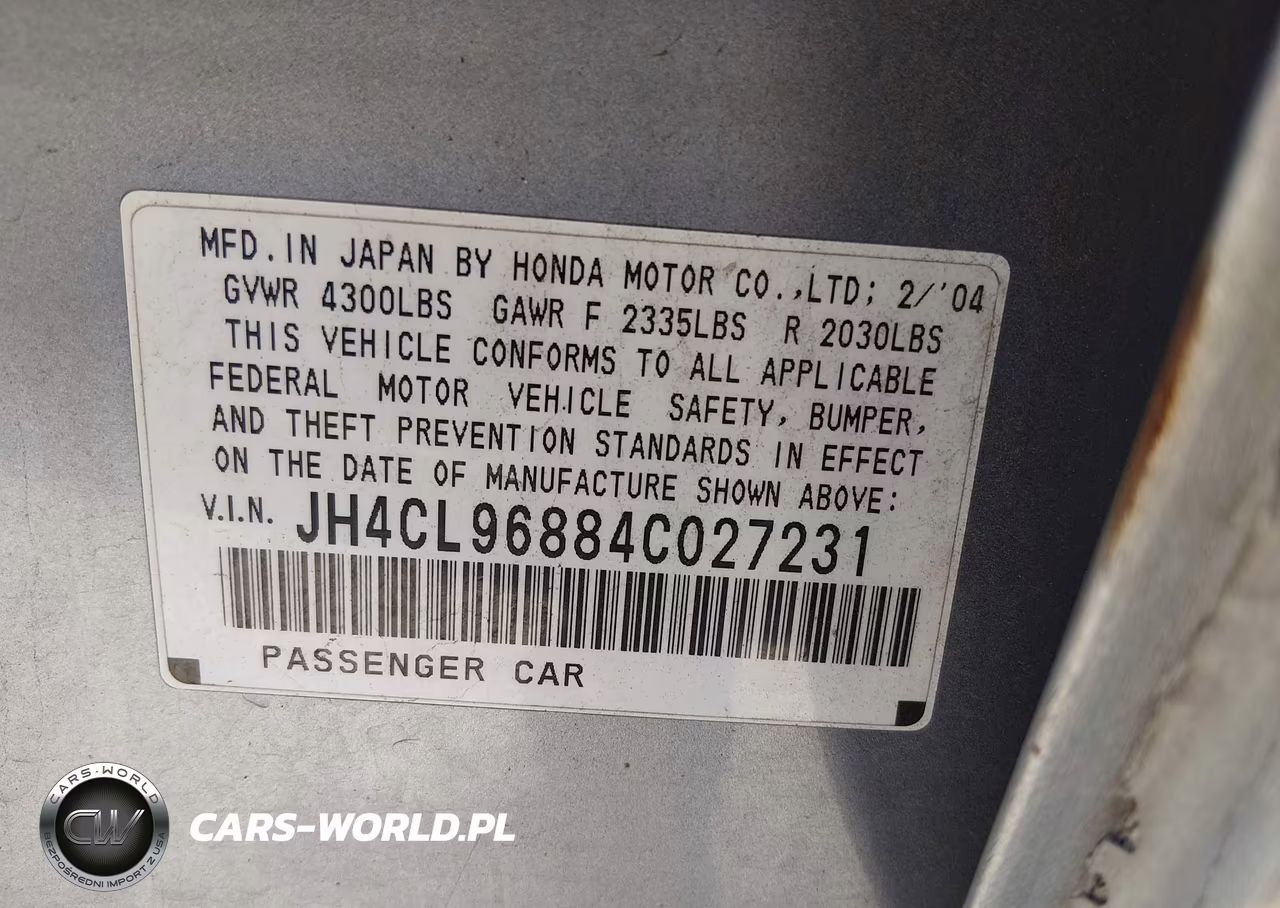2004 Acura Tsx VIN:JH4CL96884C027231 - 9