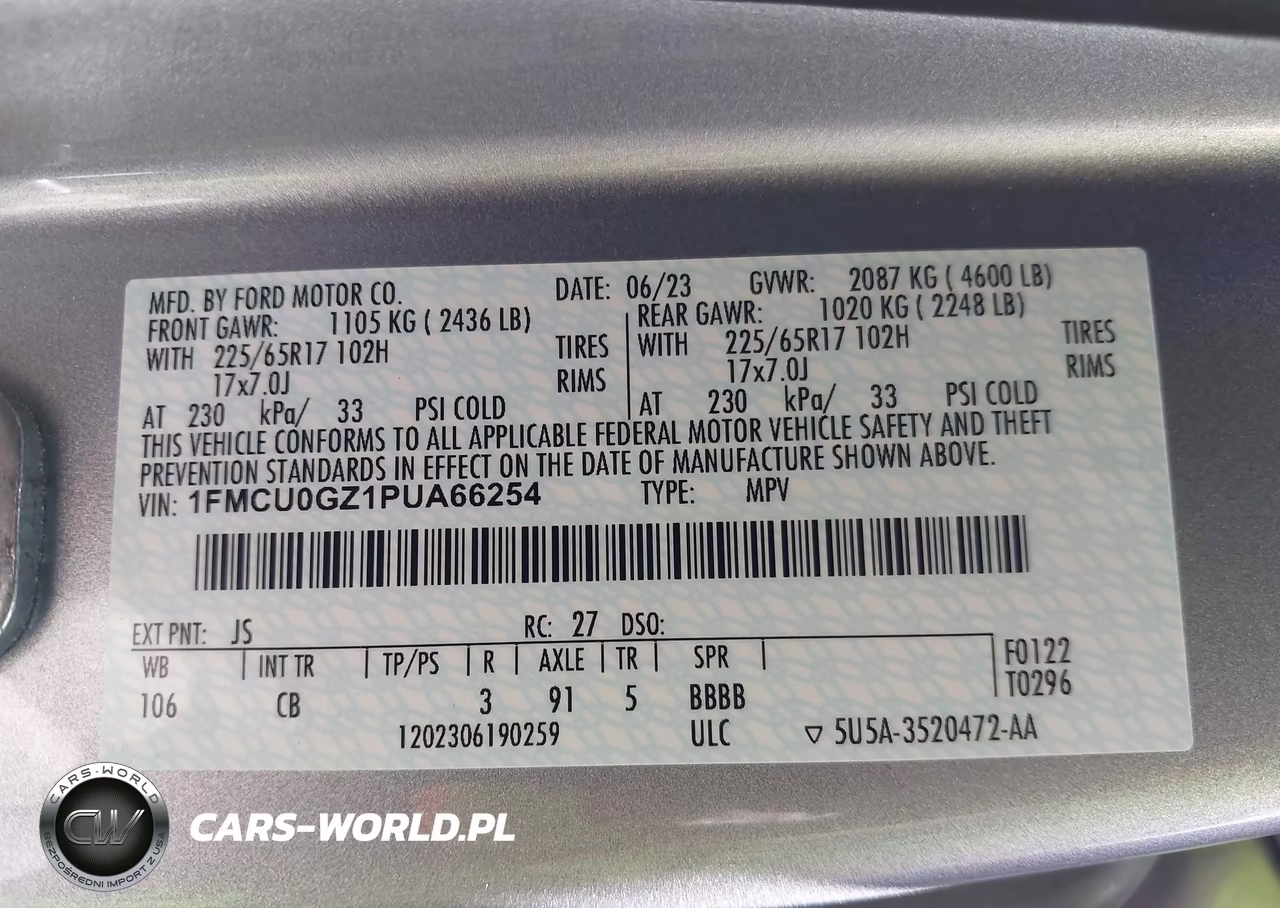 2023 Ford Escape Active VIN:1FMCU0GZ1PUA66254 - 9