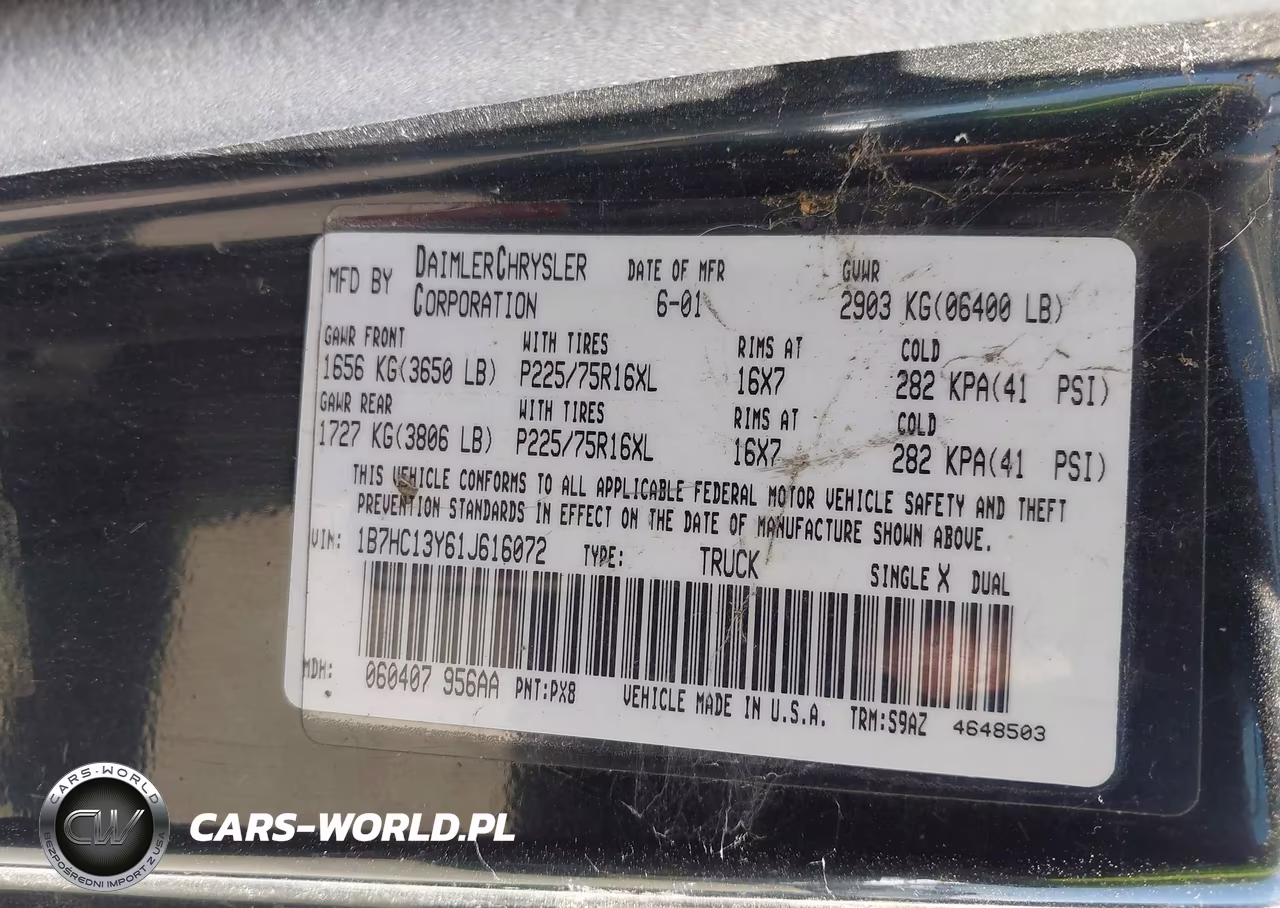 2001 Dodge Ram 1500 St VIN:1B7HC13Y61J616072 - 9