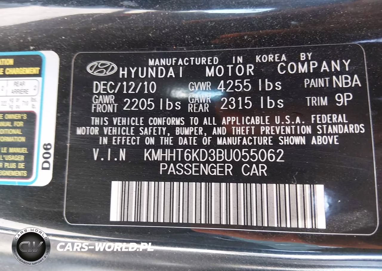 2011 Hyundai Genesis 2.0T VIN:KMHHT6KD3BU055062 - 9