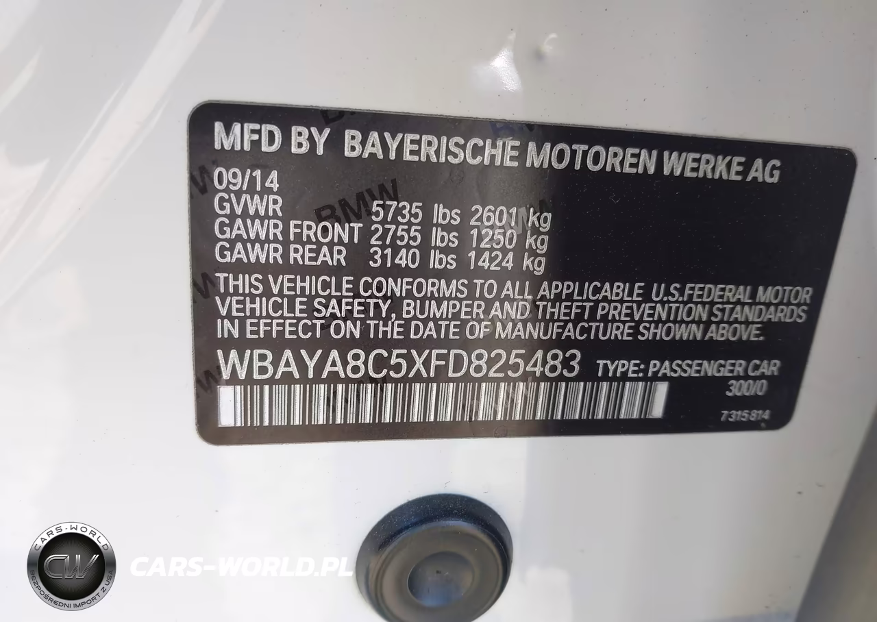 2015 BMW 750I VIN:WBAYA8C5XFD825483 - 9