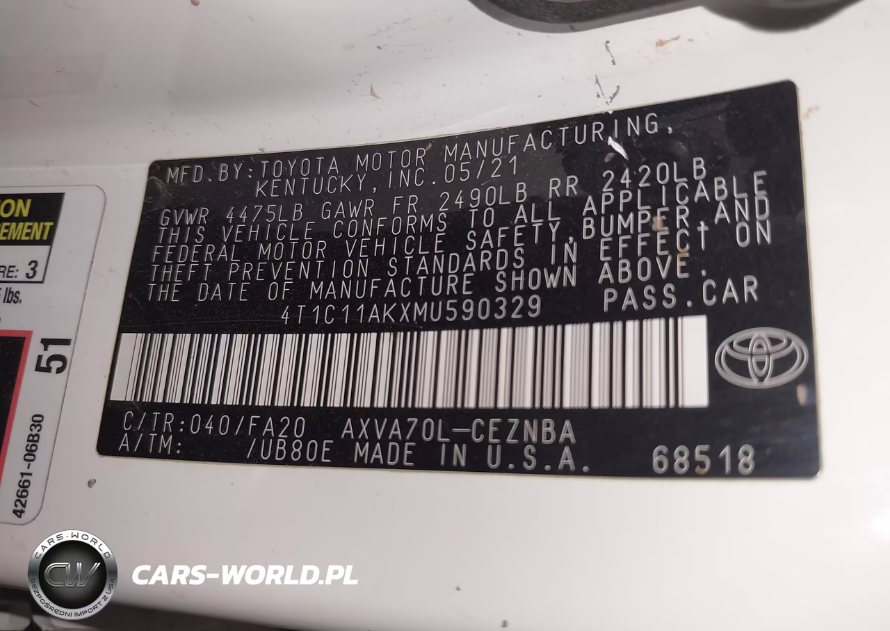 2021 Toyota Camry Le VIN:4T1C11AKXMU590329 - 9