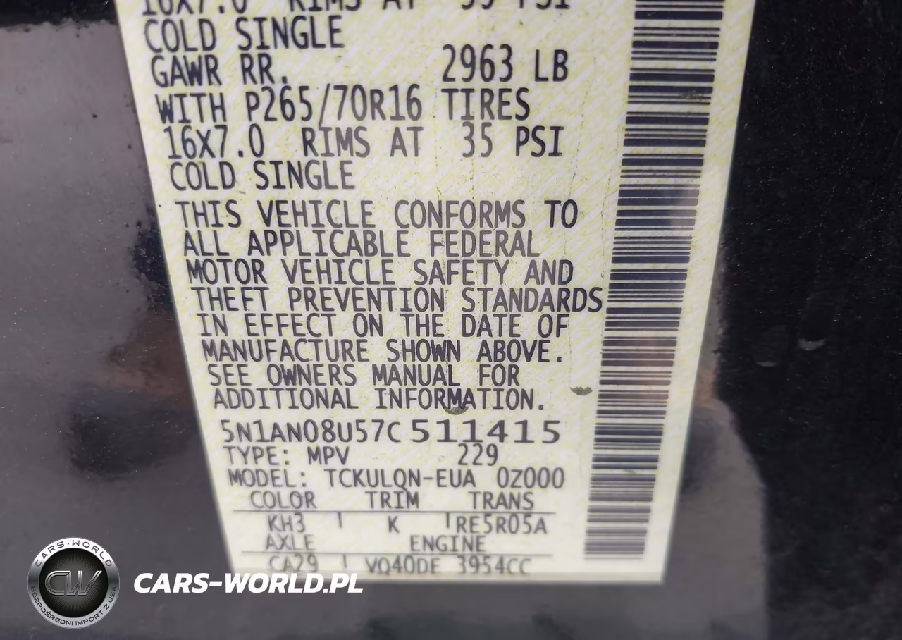 2007 Nissan Xterra X VIN:5N1AN08U57C511415 - 9