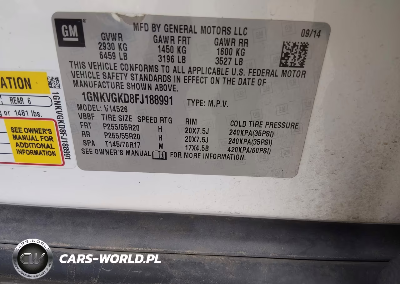 2015 Chevrolet Traverse Lt VIN:1GNKVGKD8FJ188991 - 9