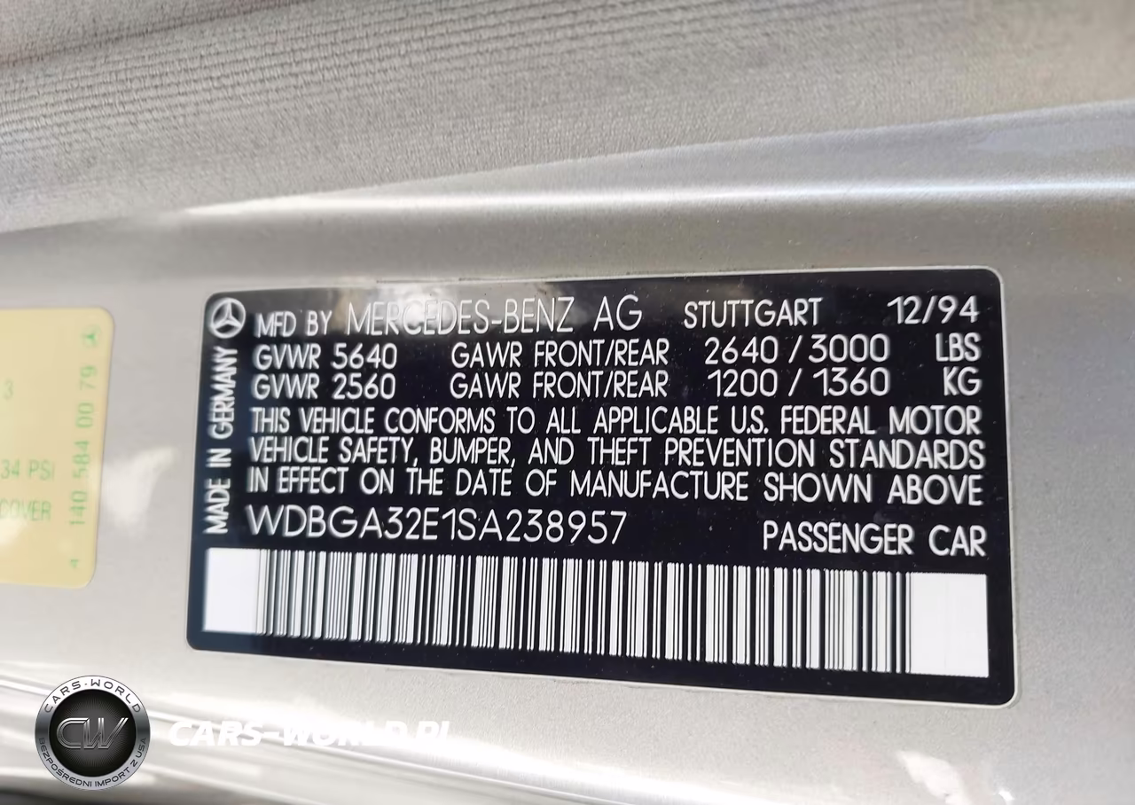 1995 Mercedes-Benz S 320W VIN:WDBGA32E1SA238957 - 9