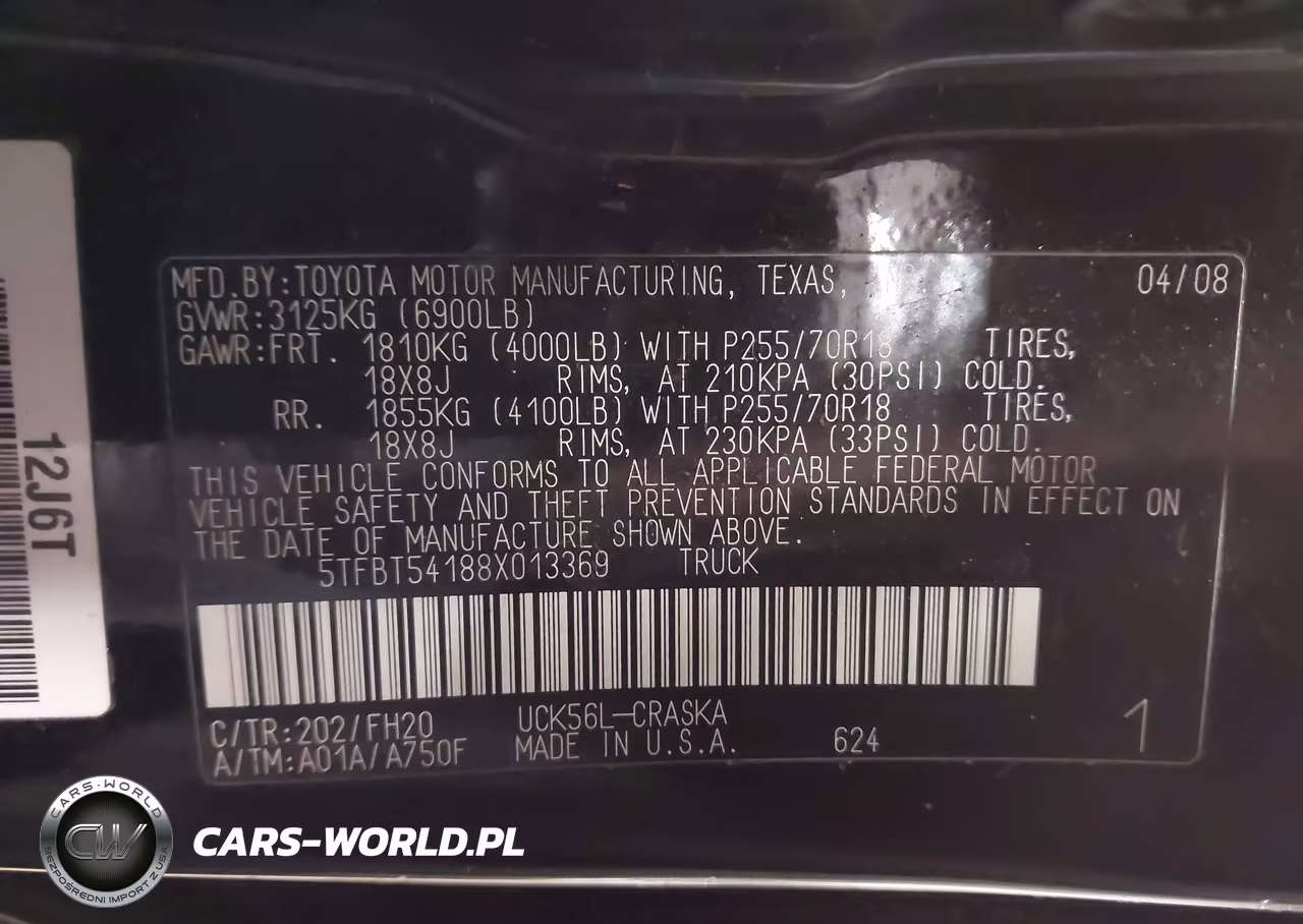 2008 Toyota Tundra Base 4.7L V8 VIN:5TFBT54188X013369 - 9