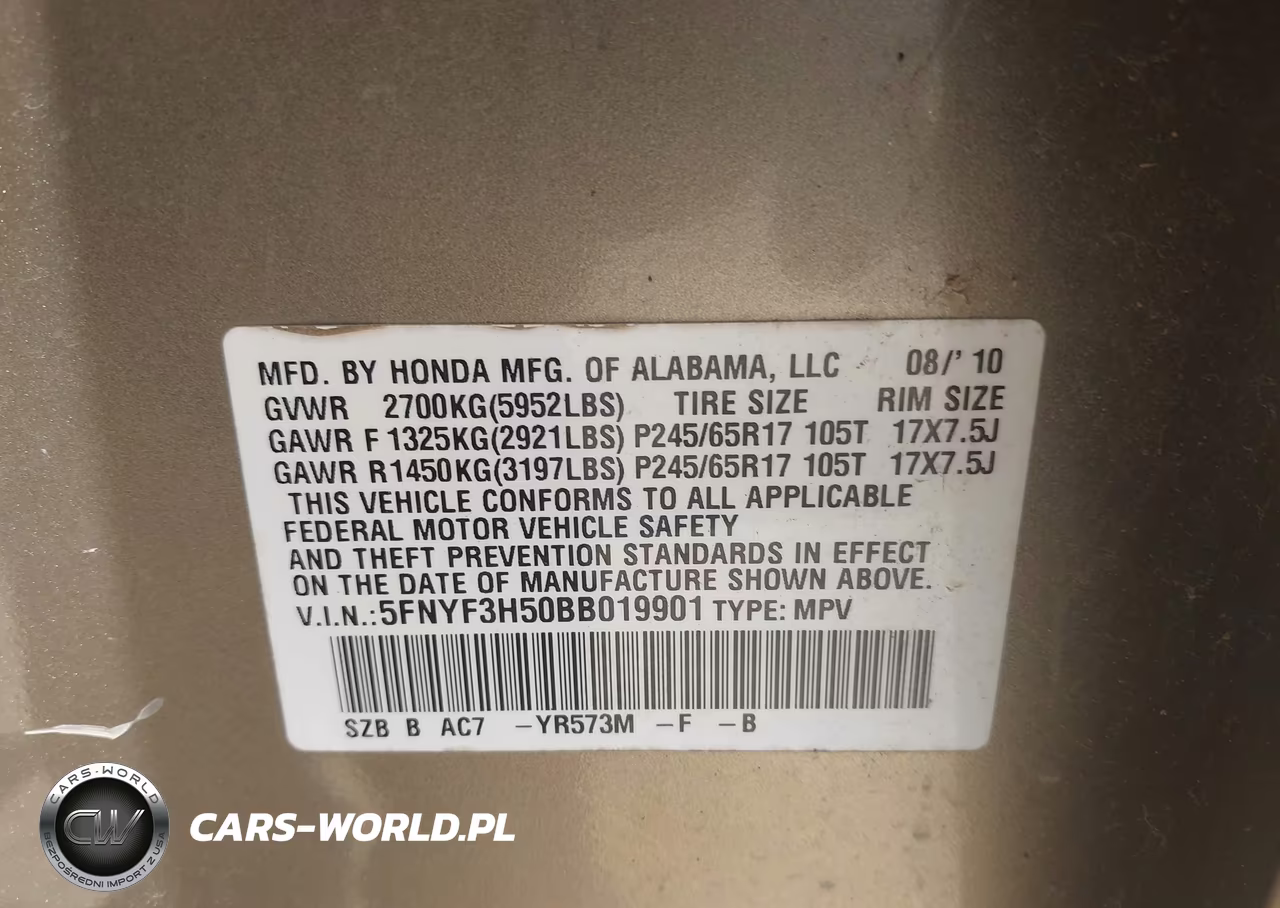2011 Honda Pilot Ex-L VIN:5FNYF3H50BB019901 - 9