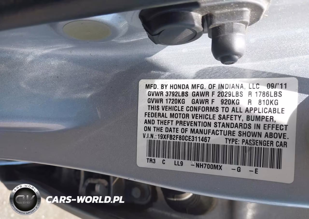 2012 Honda Civic Ex VIN:19XFB2F80CE311467 - 9