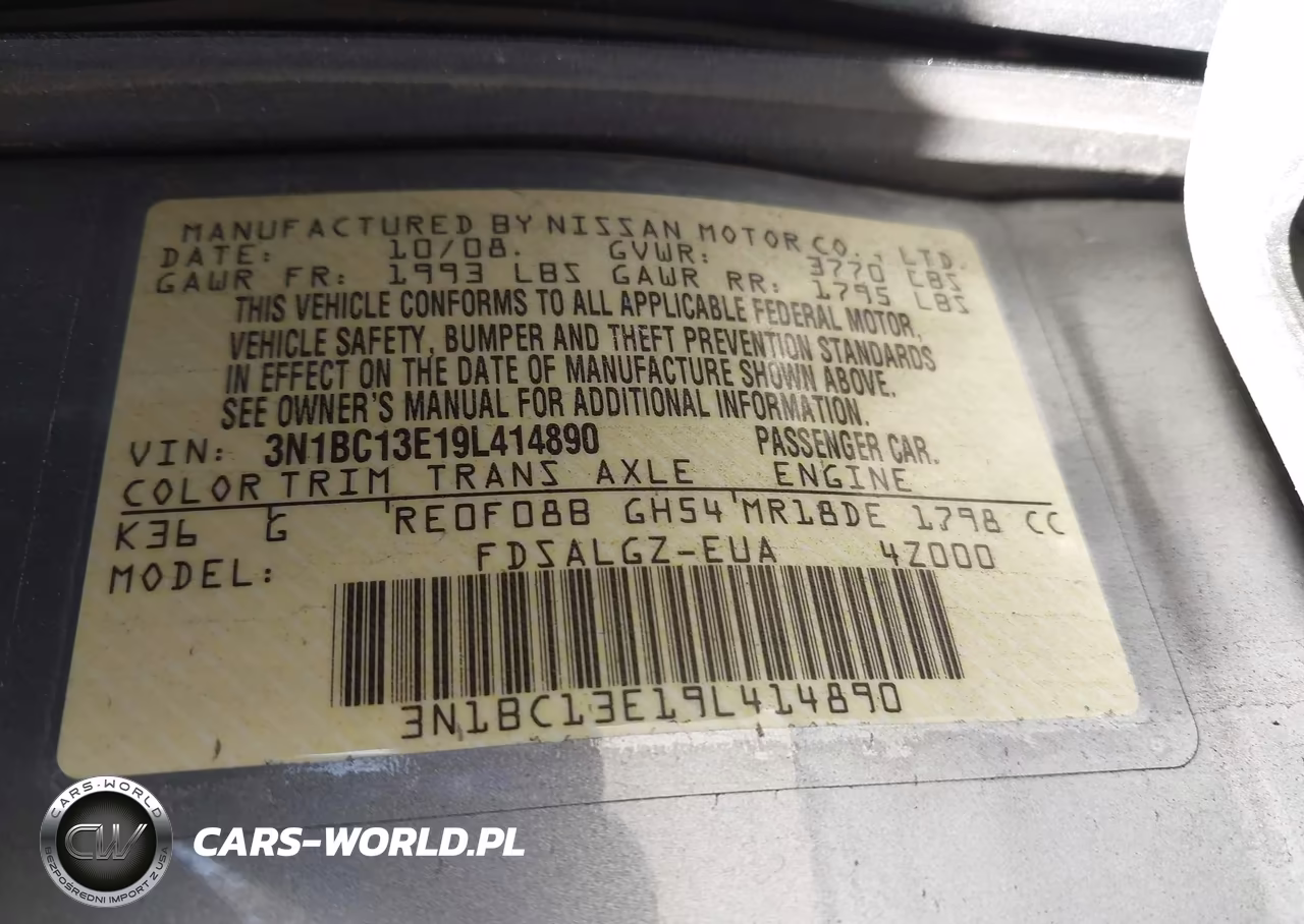 2009 Nissan Versa 1.8Sl VIN:3N1BC13E19L414890 - 9