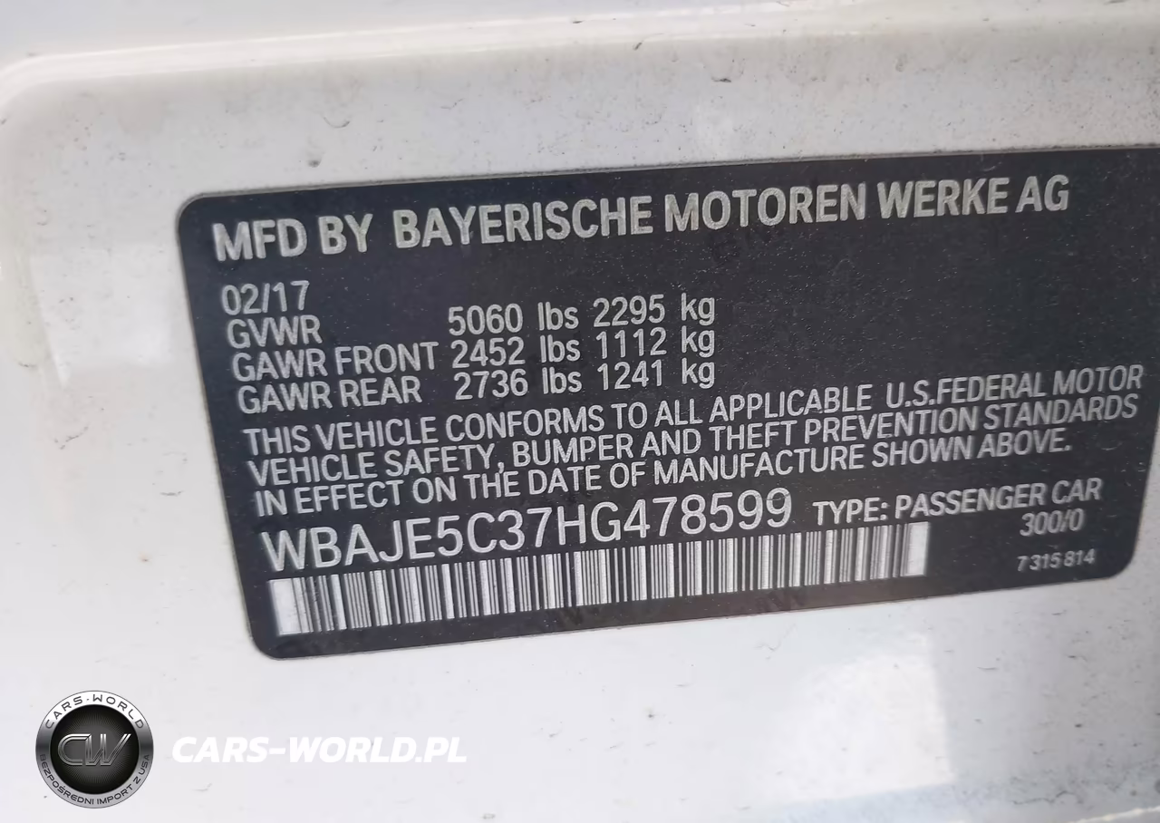 2017 BMW 540I VIN:WBAJE5C37HG478599 - 9