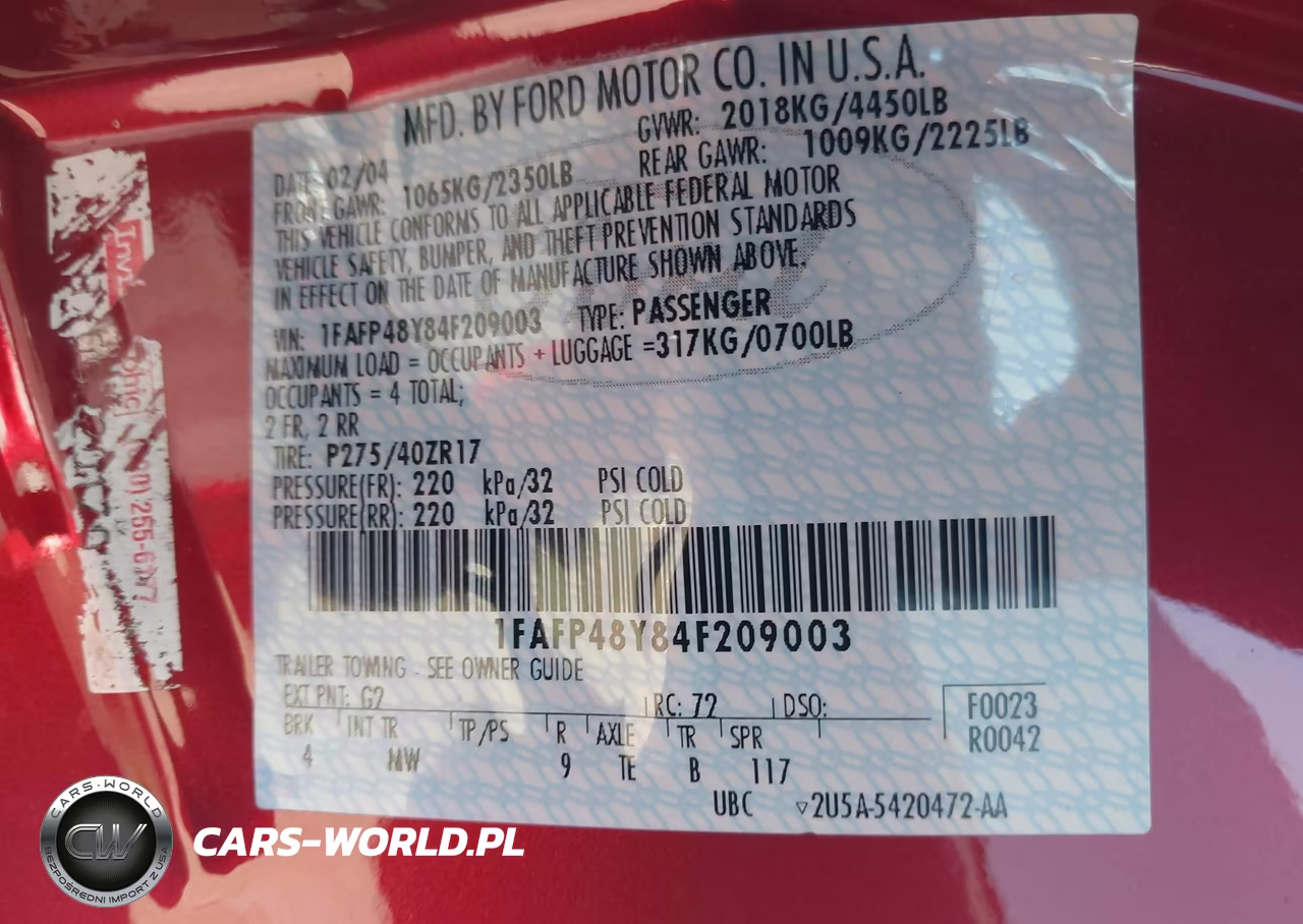 2004 Ford Mustang Cobra VIN:1FAFP48Y84F209003 - 9