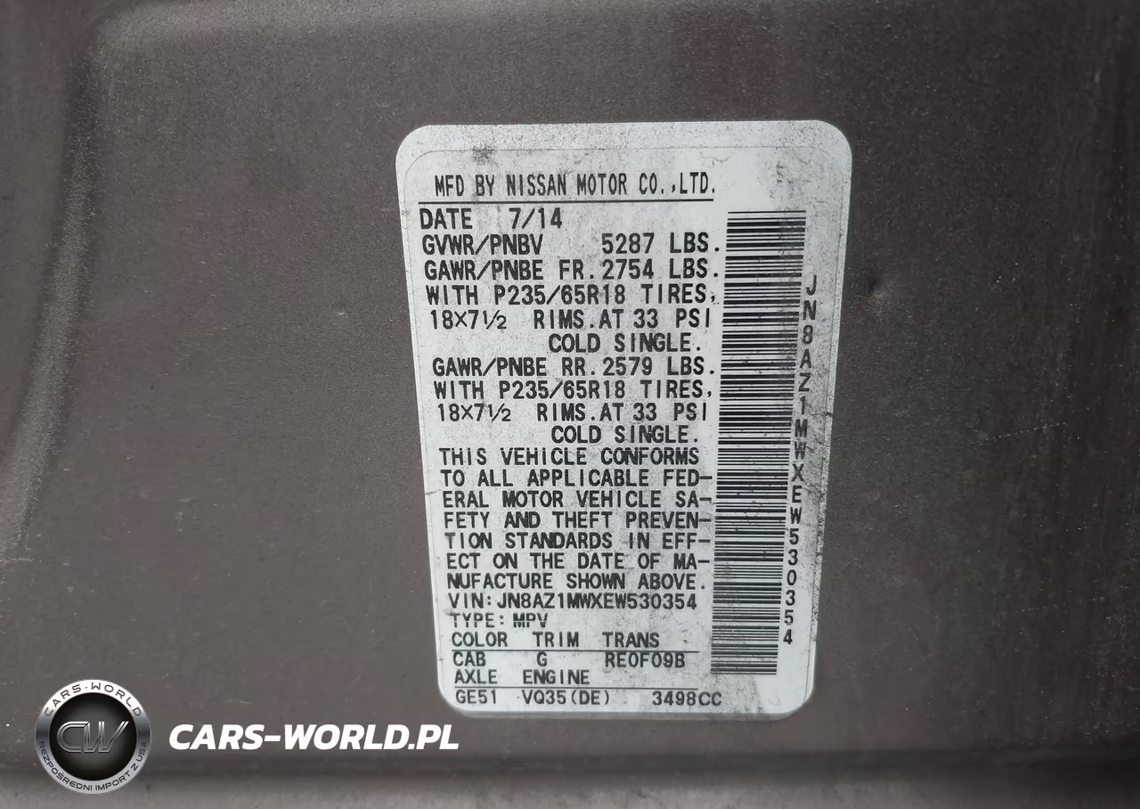 2014 Nissan Murano Sl VIN:JN8AZ1MWXEW530354 - 9