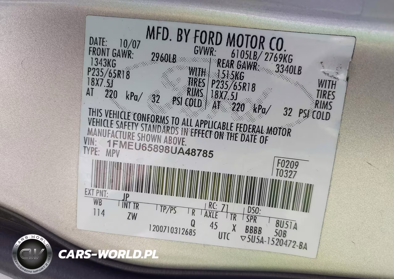 2008 Ford Explorer Limited VIN:1FMEU65898UA48785 - 9