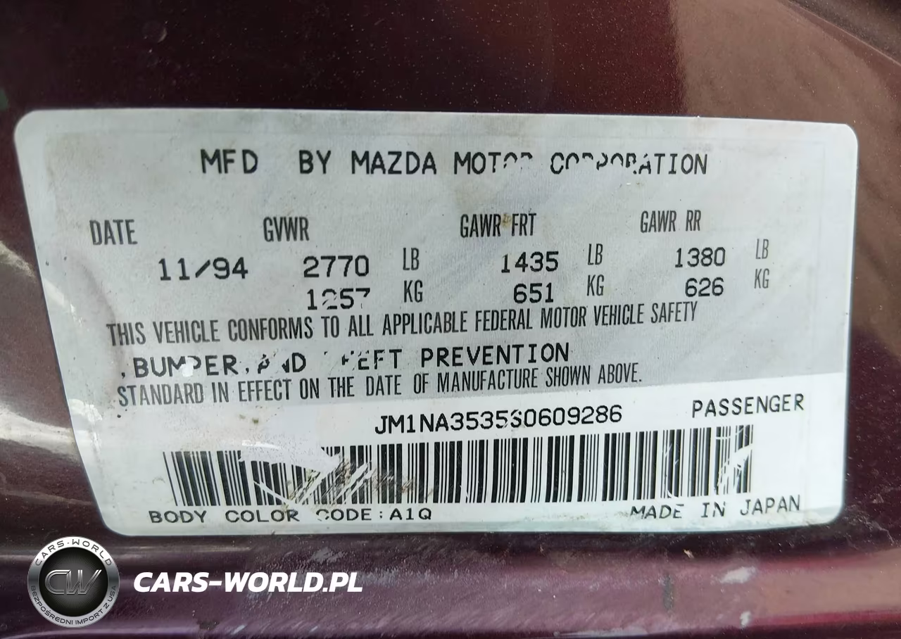 1995 Mazda Mx-5 Miata VIN:JM1NA3535S0609286 - 9