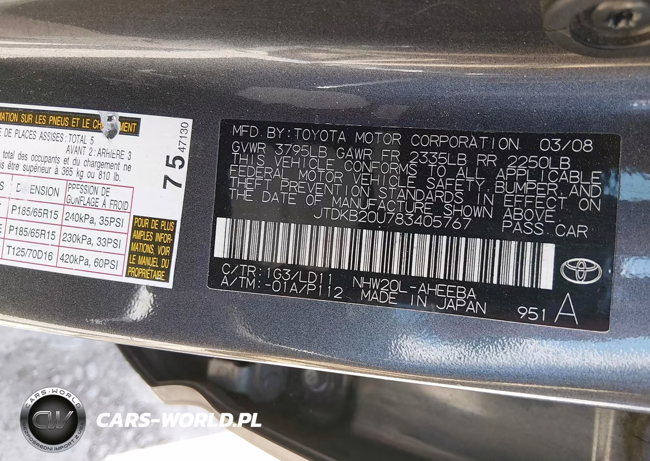 2008 Toyota Prius VIN:JTDKB20U783405767 - 9