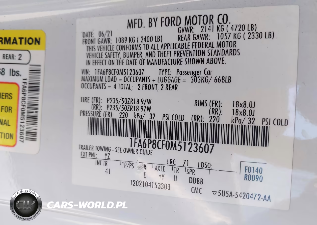 2021 Ford Mustang Gt Premium Fastback VIN:1FA6P8CF0M5123607 - 9