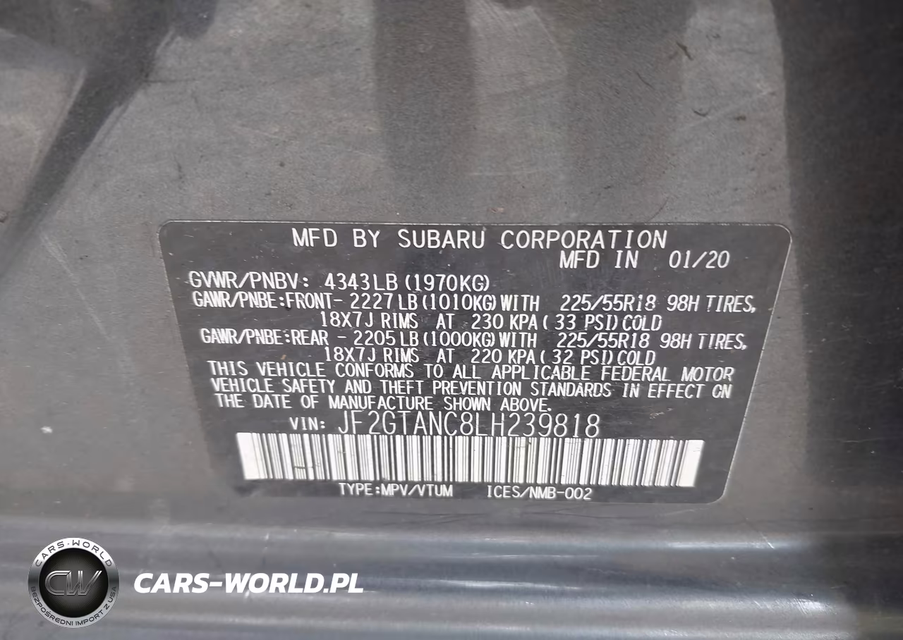 2020 Subaru Crosstrek Limited VIN:JF2GTANC8LH239818 - 9