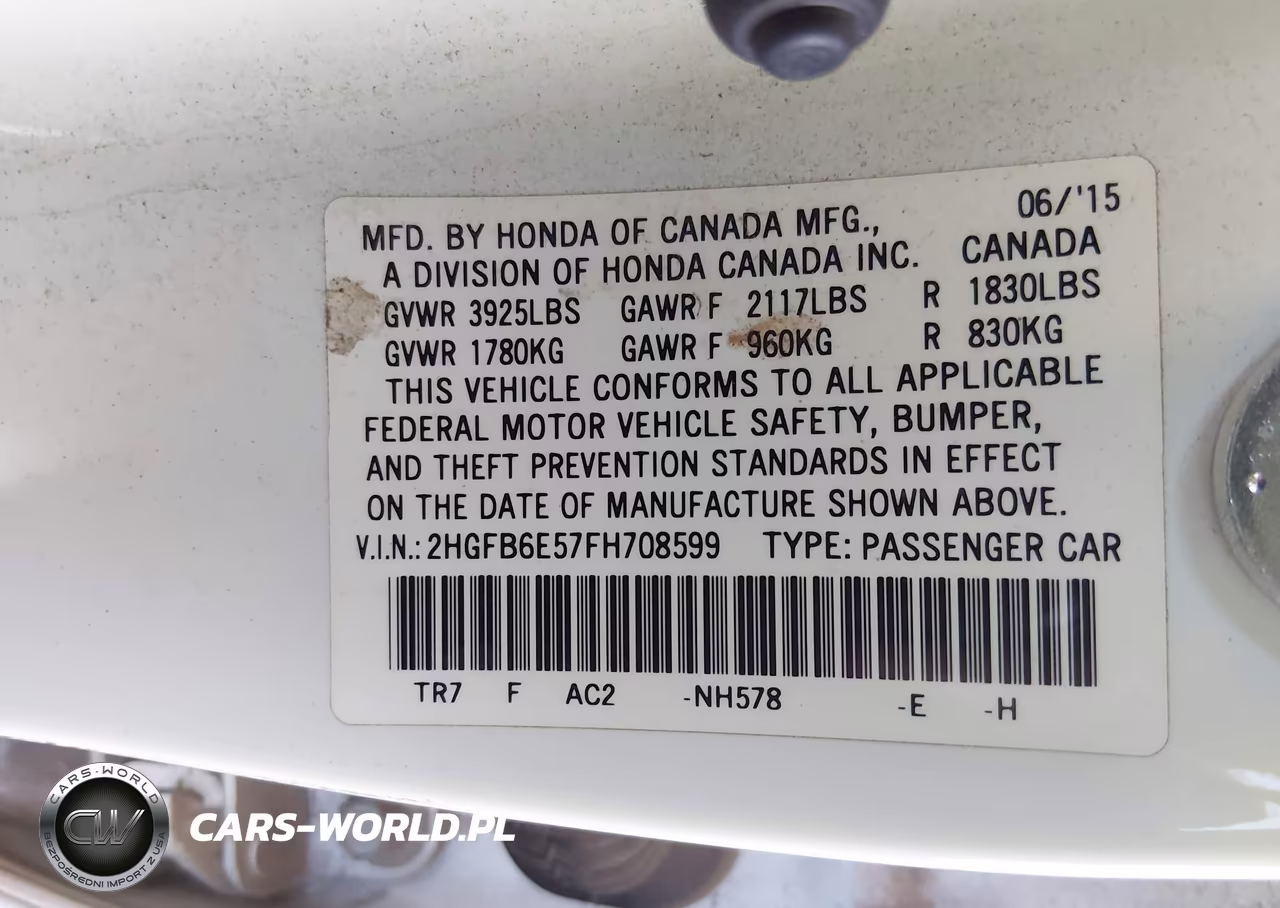 2015 Honda Civic Si VIN:2HGFB6E57FH708599 - 9