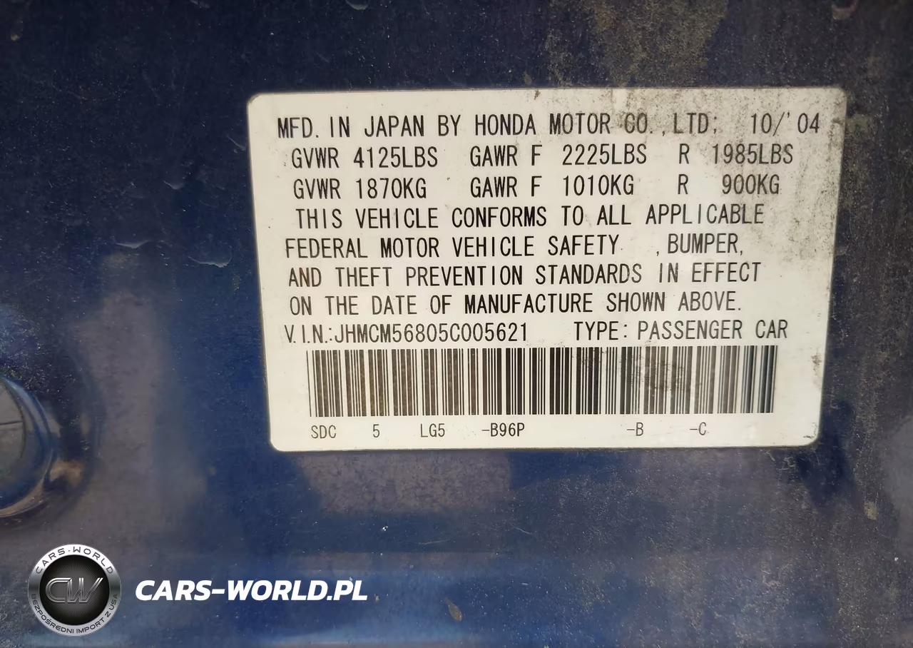 2005 Honda Accord 2.4 Ex VIN:JHMCM56805C005621 - 9