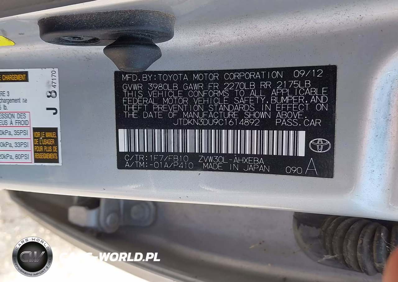 2012 Toyota Prius Three VIN:JTDKN3DU9C1614892 - 9