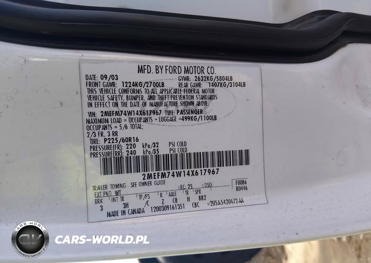 2004 Mercury Grand Marquis Gs VIN:2MEFM74W14X617967 - 9