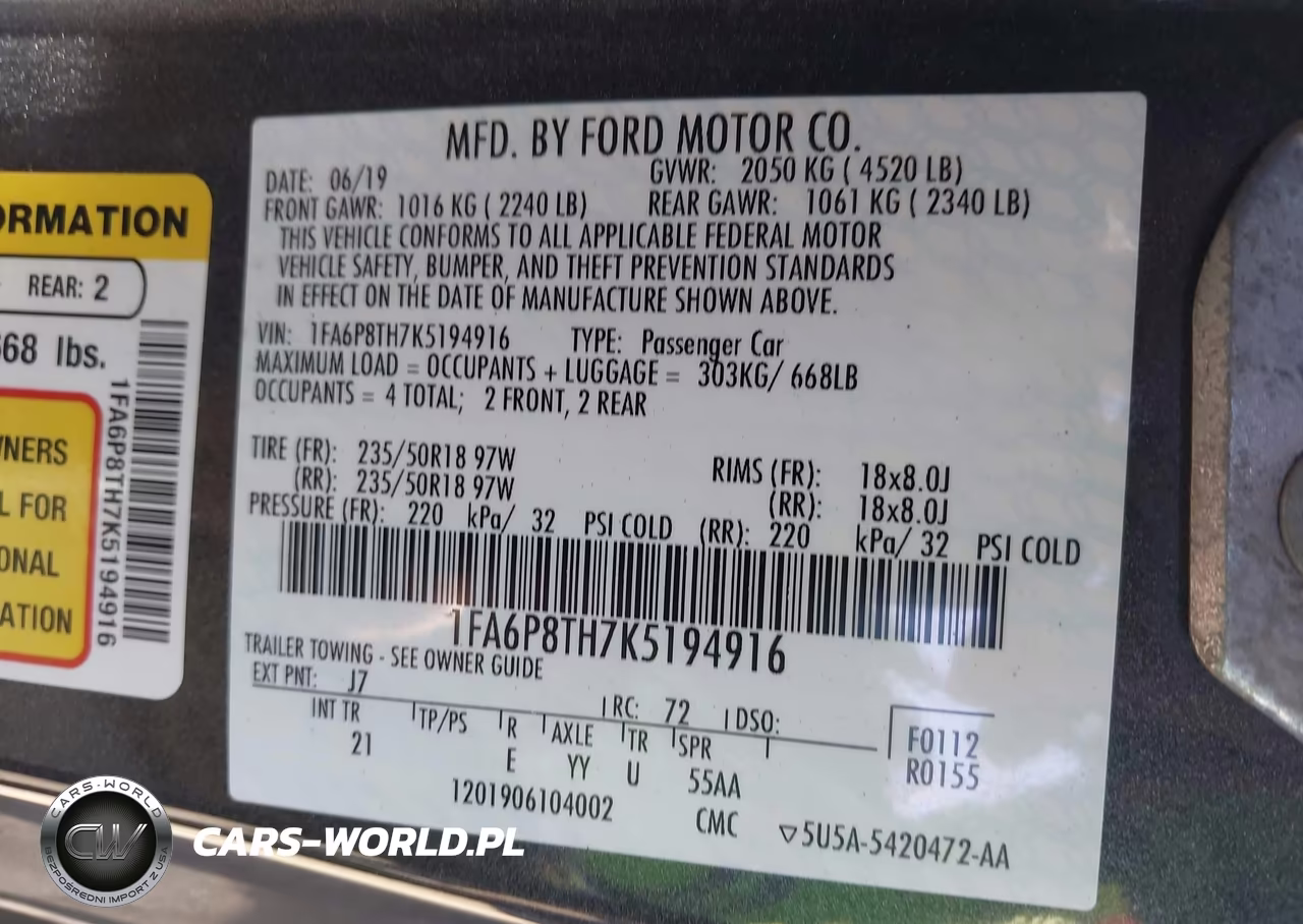 2019 Ford Mustang Ecoboost VIN:1FA6P8TH7K5194916 - 9