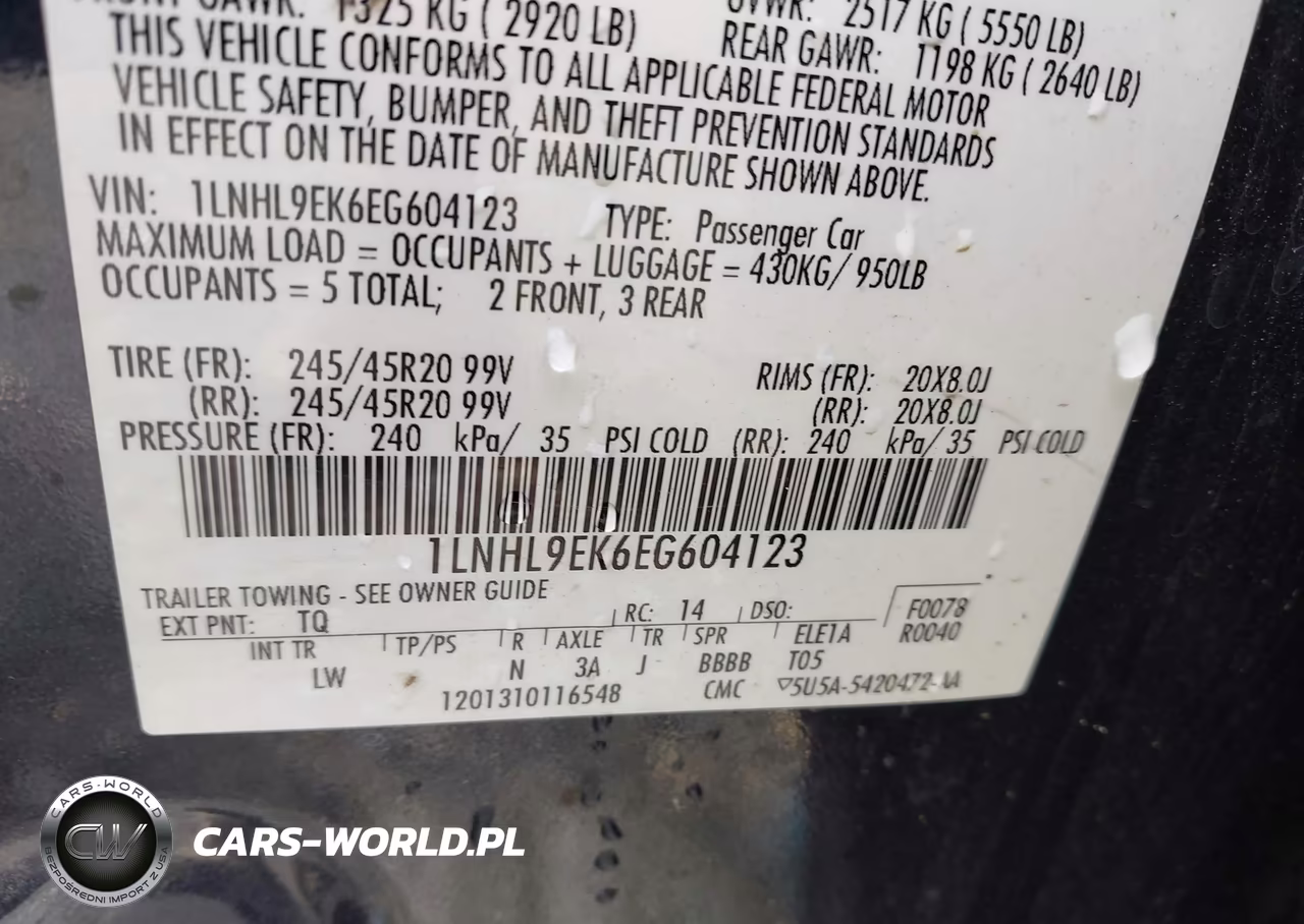 2014 Lincoln Mks VIN:1LNHL9EK6EG604123 - 9