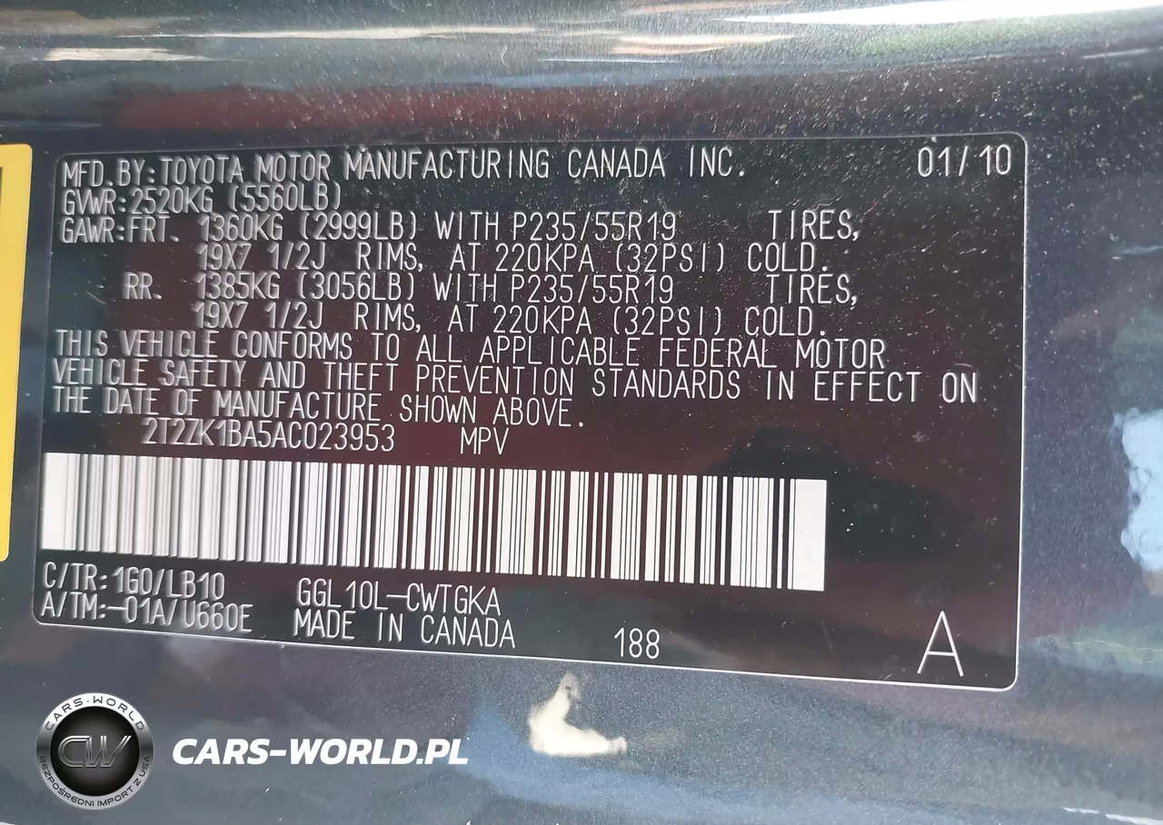 2010 Lexus Rx 350 VIN:2T2ZK1BA5AC023953 - 9