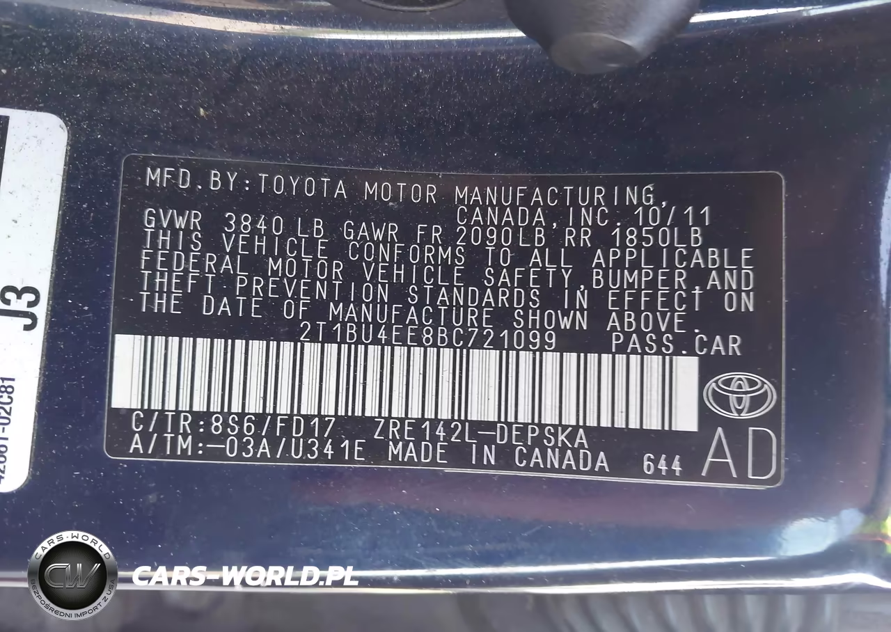 2011 Toyota Corolla S VIN:2T1BU4EE8BC721099 - 9