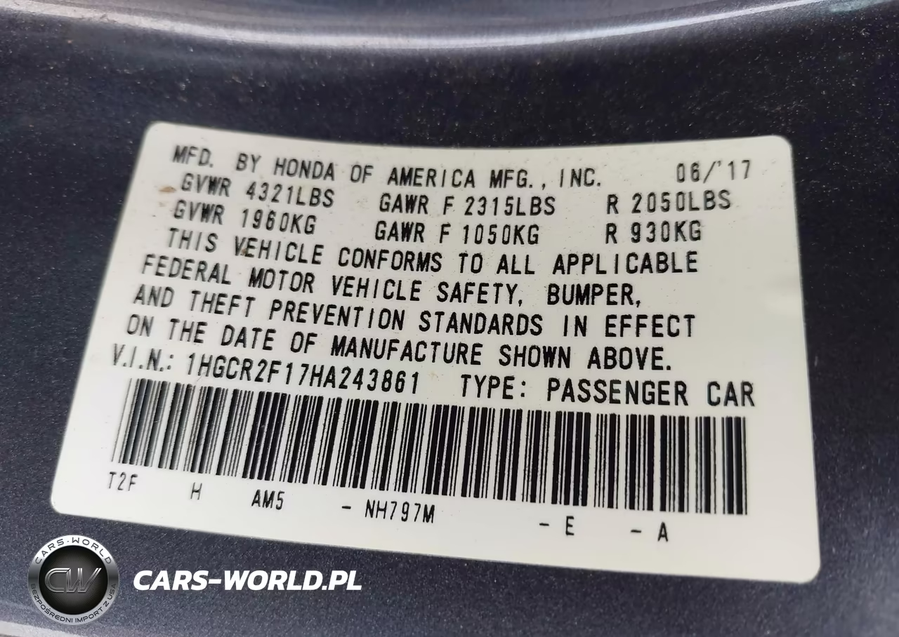 2017 Honda Accord Sport Se VIN:1HGCR2F17HA243861 - 9