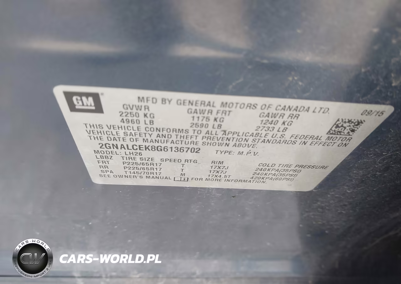 2016 Chevrolet Equinox Lt VIN:2GNALCEK8G6136702 - 9