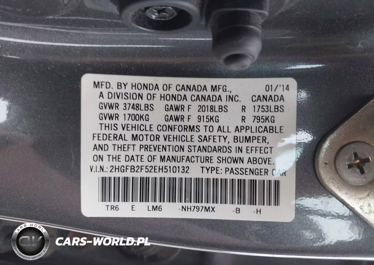 2014 Honda Civic Lx VIN:2HGFB2F52EH510132 - 9