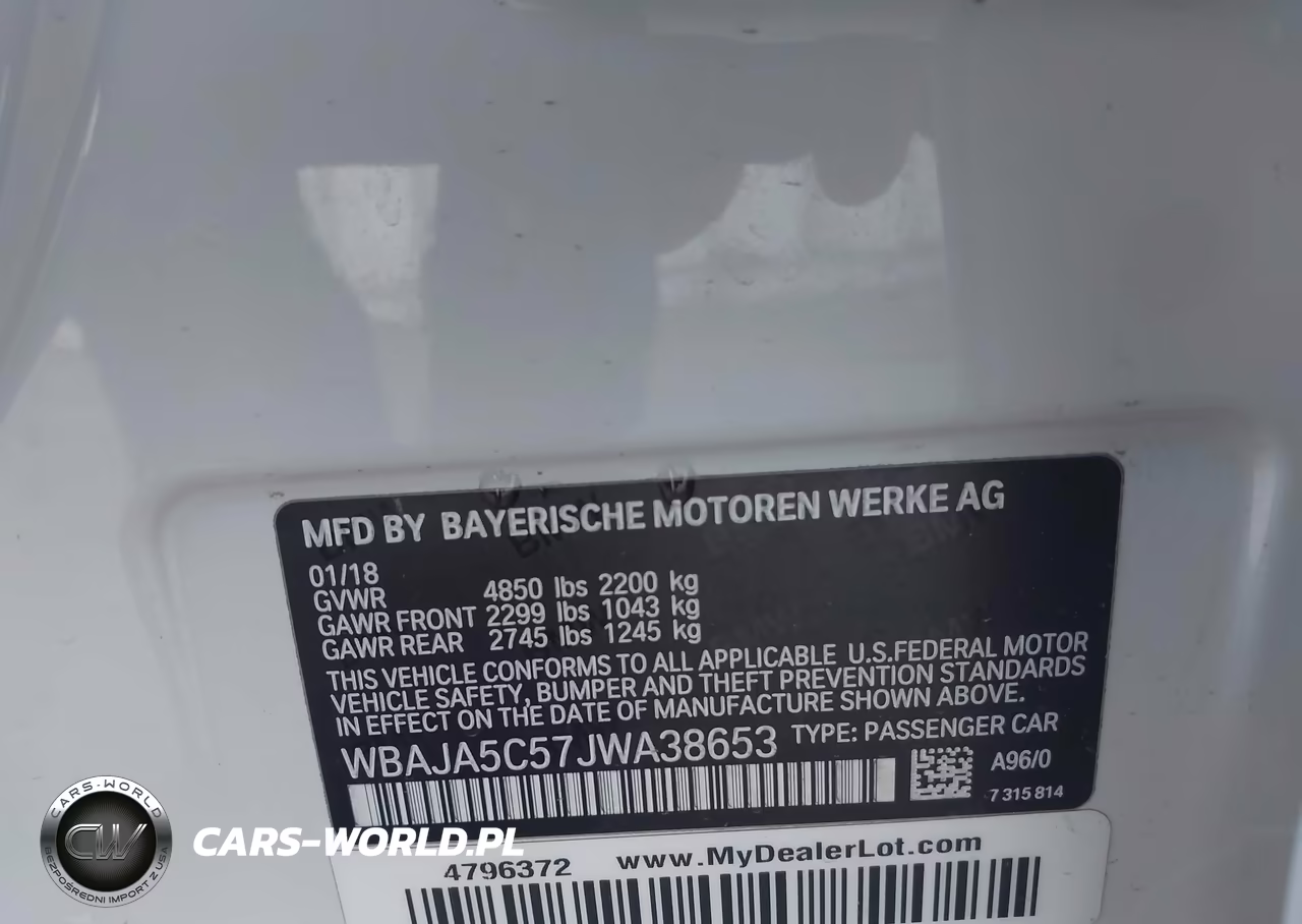 2018 BMW 530I VIN:WBAJA5C57JWA38653 - 9