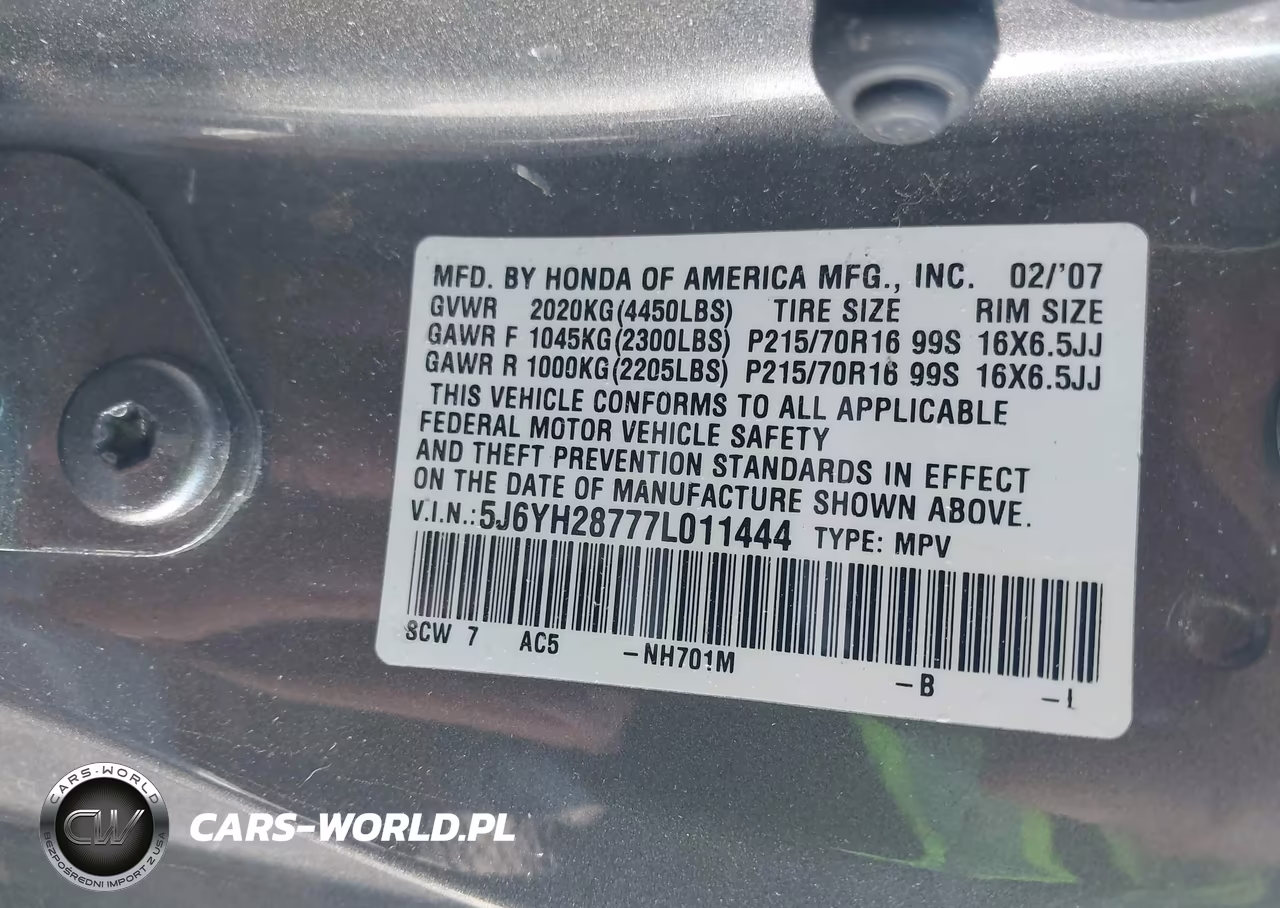 2007 Honda Element Ex VIN:5J6YH28777L011444 - 9