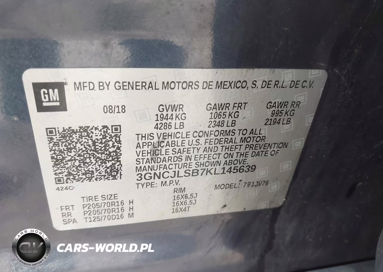 2019 Chevrolet Trax Lt VIN:3GNCJLSB7KL145639 - 9